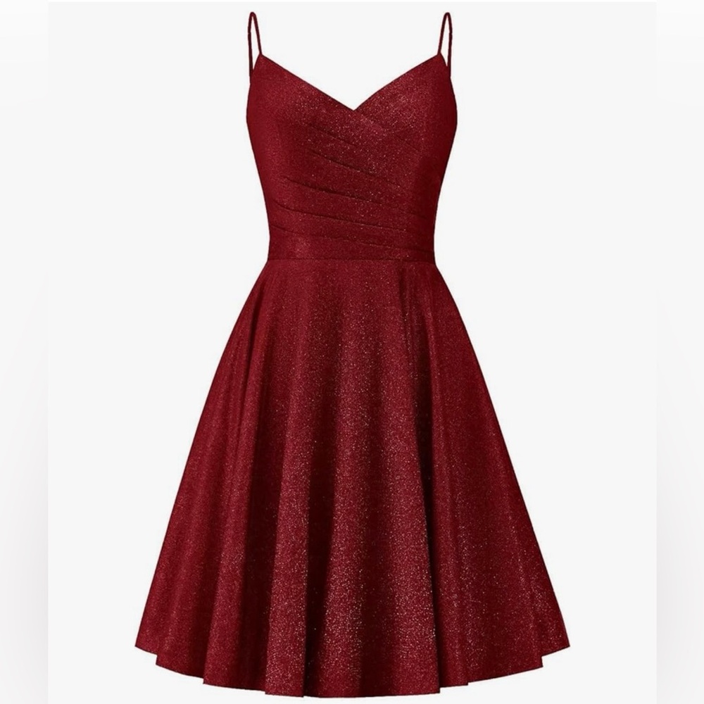 Stunning Red Glitter / Sparkle Mini Lace Up Dress Size 4 NWOT